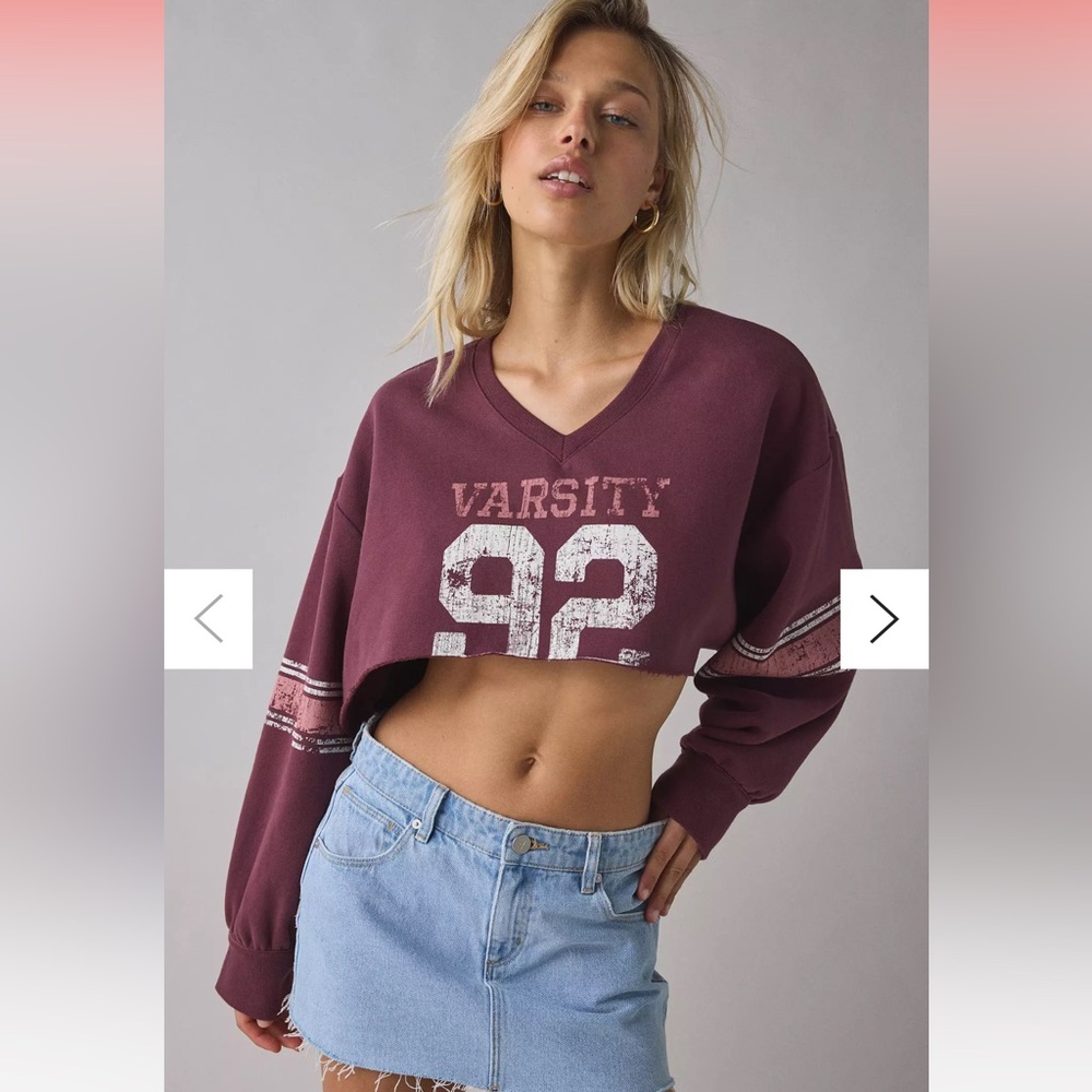 Urban Outfitters Out From Under Hang Back V-Neck Long Sleeve Cropped Pullover
